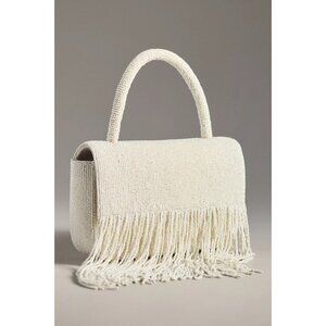 Anthropologie Beaded Fringe Bag White Wedding